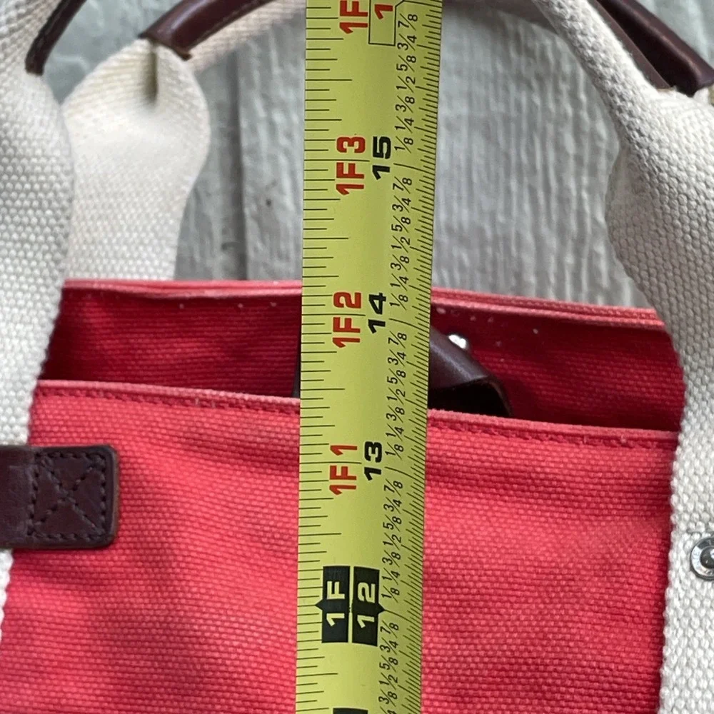 VTG Frank Daniel Tote Crossbody‎ Bag Red Heavy Canvas Handmade Italy Designer